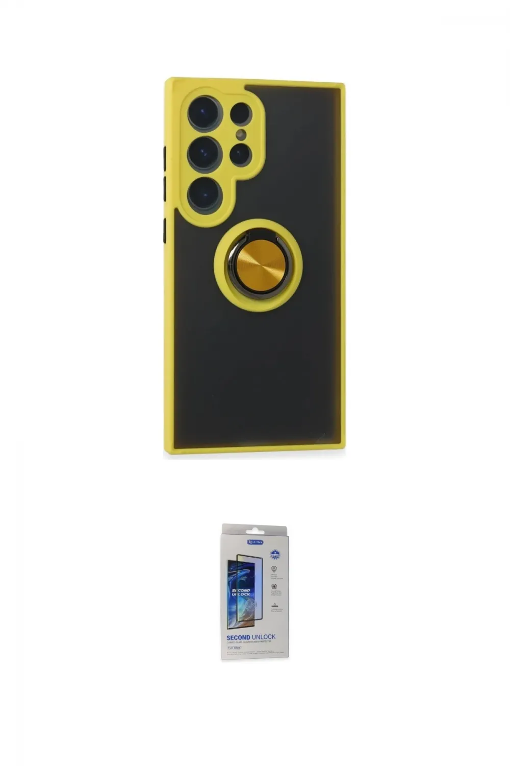 ieg™ Galaxy S24 Ultra Kılıf Yörünge Çizgi - Siyah Durable Full Glue Curved Cam