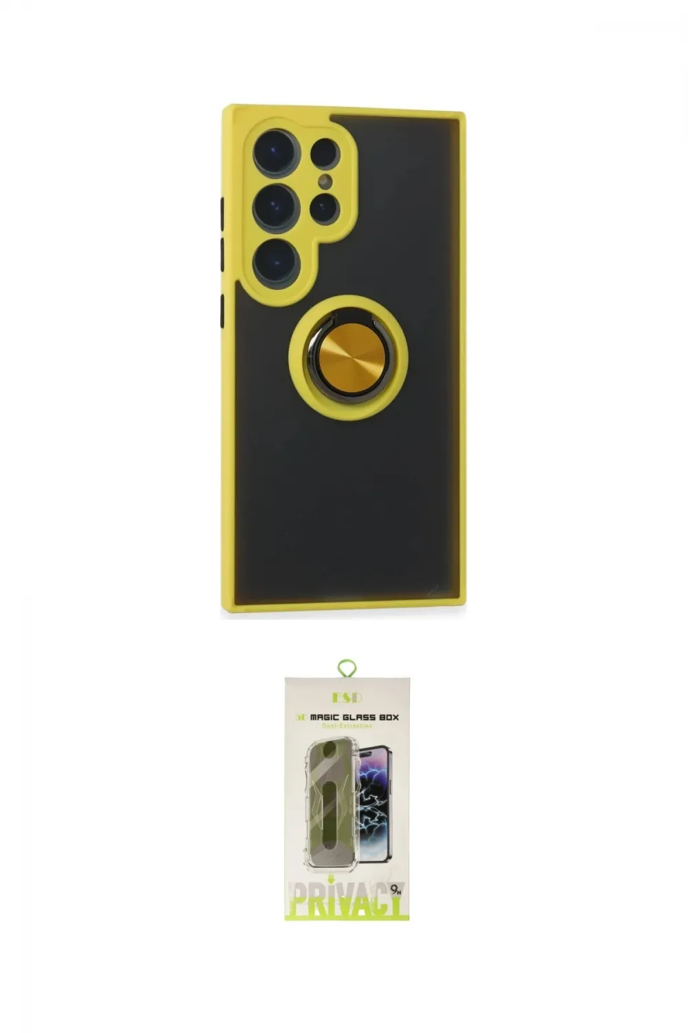 ieg™ Galaxy S24 Ultra Kılıf Yörünge Çizgi - Siyah Joko Magic 5D Hayalet Cam