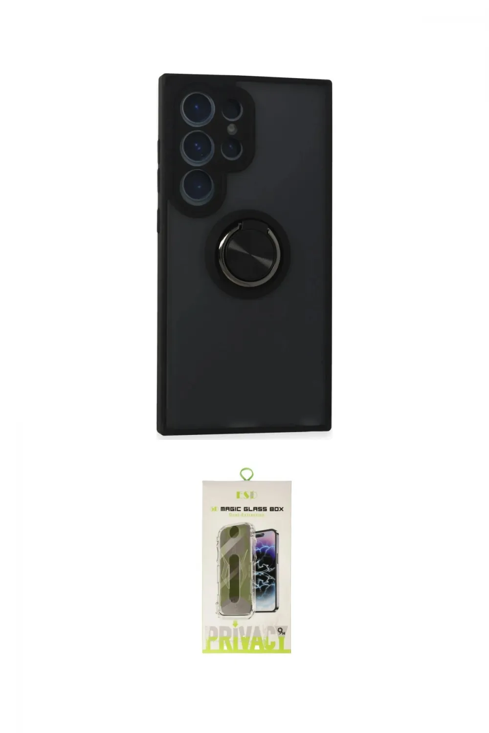 ieg™ Galaxy S24 Ultra Kılıf Yörünge Çizgi - Siyah Joko Magic 5D Hayalet Cam