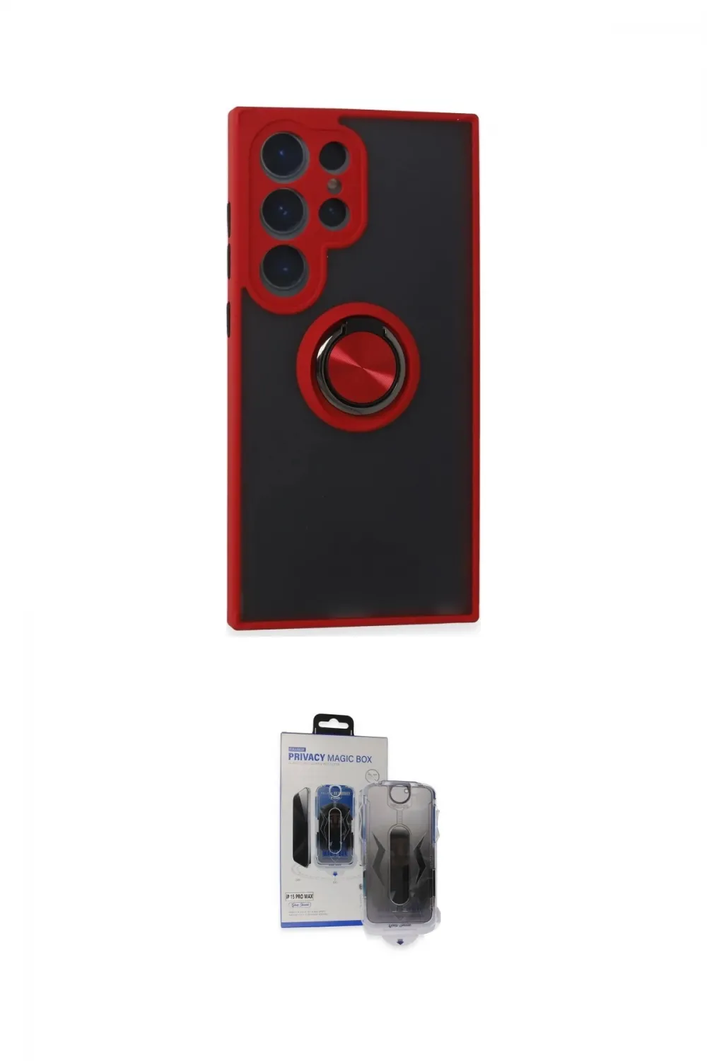 ieg™ Galaxy S24 Ultra Kılıf Yörünge Çizgi - Siyah Vanessa Magic Hayalet Cam