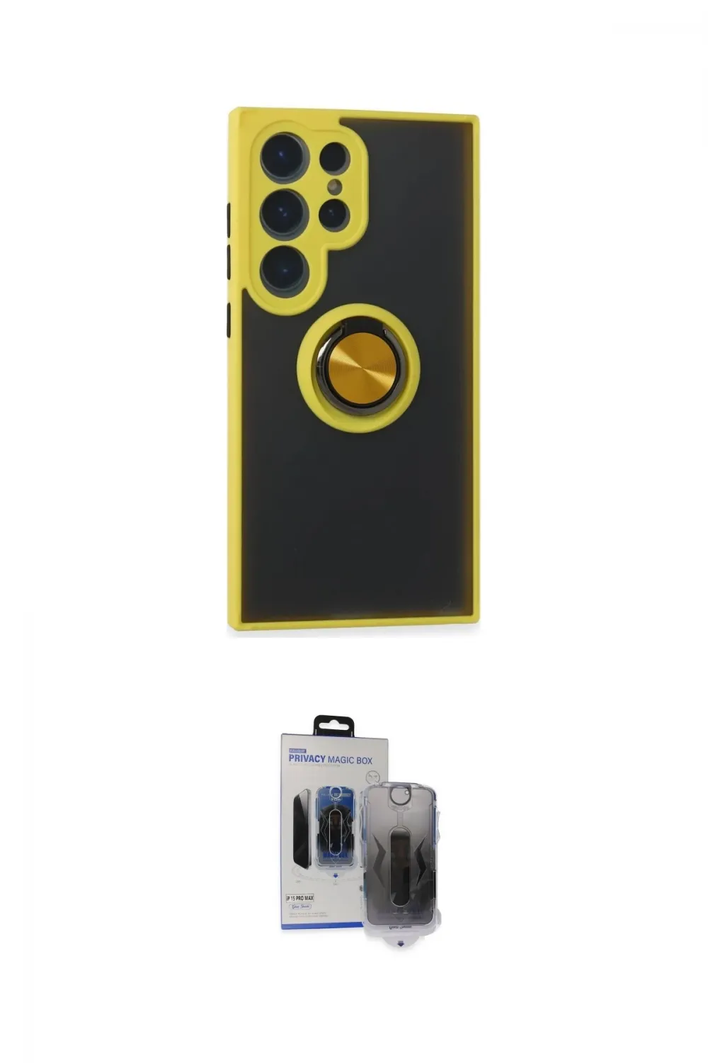 ieg™ Galaxy S24 Ultra Kılıf Yörünge Çizgi - Siyah Vanessa Magic Hayalet Cam