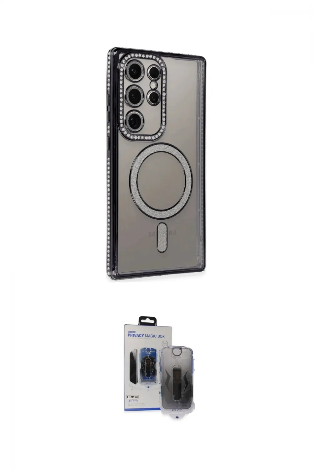 ieg™ Galaxy S24 Ultra Kılıf Zirve Doku Prime - Siyah Vanessa Magic Hayalet Cam