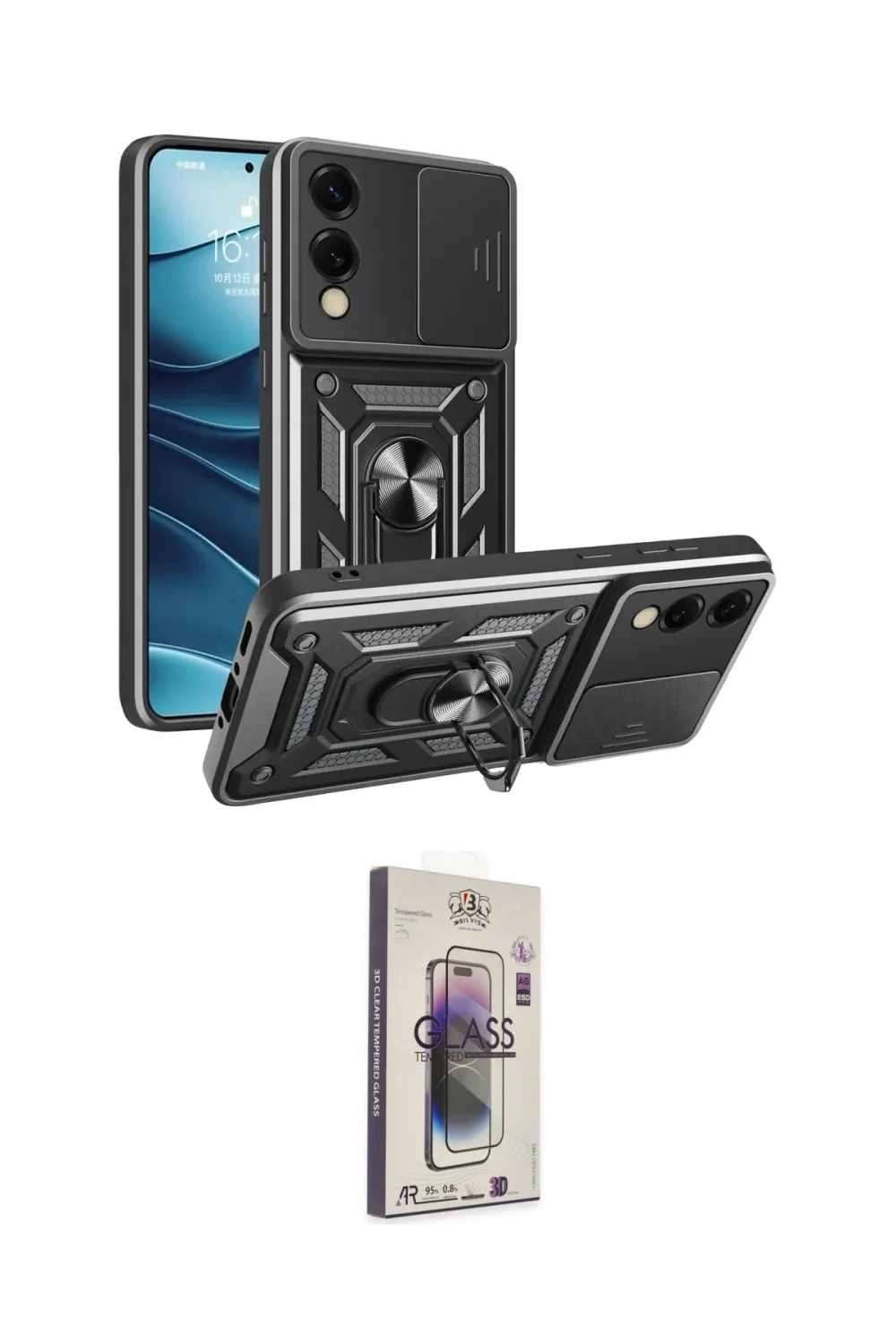 ieg™ Galaxy S25 Edge Kılıf Ahenk Klasik - Siyah Bilvis 3D Cam Ekran Koruyucu