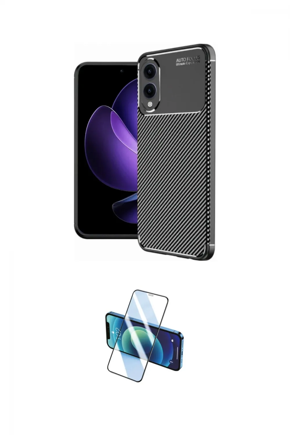 ieg™ Galaxy S25 Edge Kılıf Eksen Form Prime - Siyah 3D Antistatik Cam Ekran Koruyucu