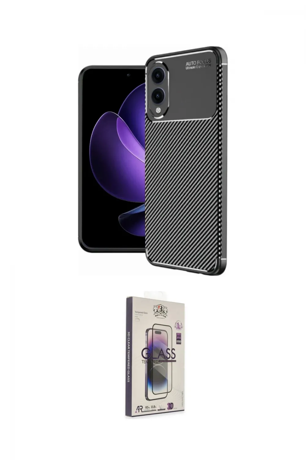 ieg™ Galaxy S25 Edge Kılıf Eksen Form Prime - Siyah Bilvis 3D Cam Ekran Koruyucu