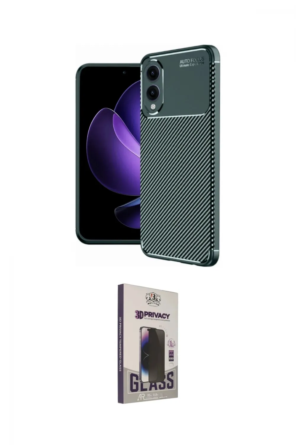 ieg™ Galaxy S25 Edge Kılıf Eksen Form Prime - Siyah Bilvis Hayalet Cam Ekran Koruyucu
