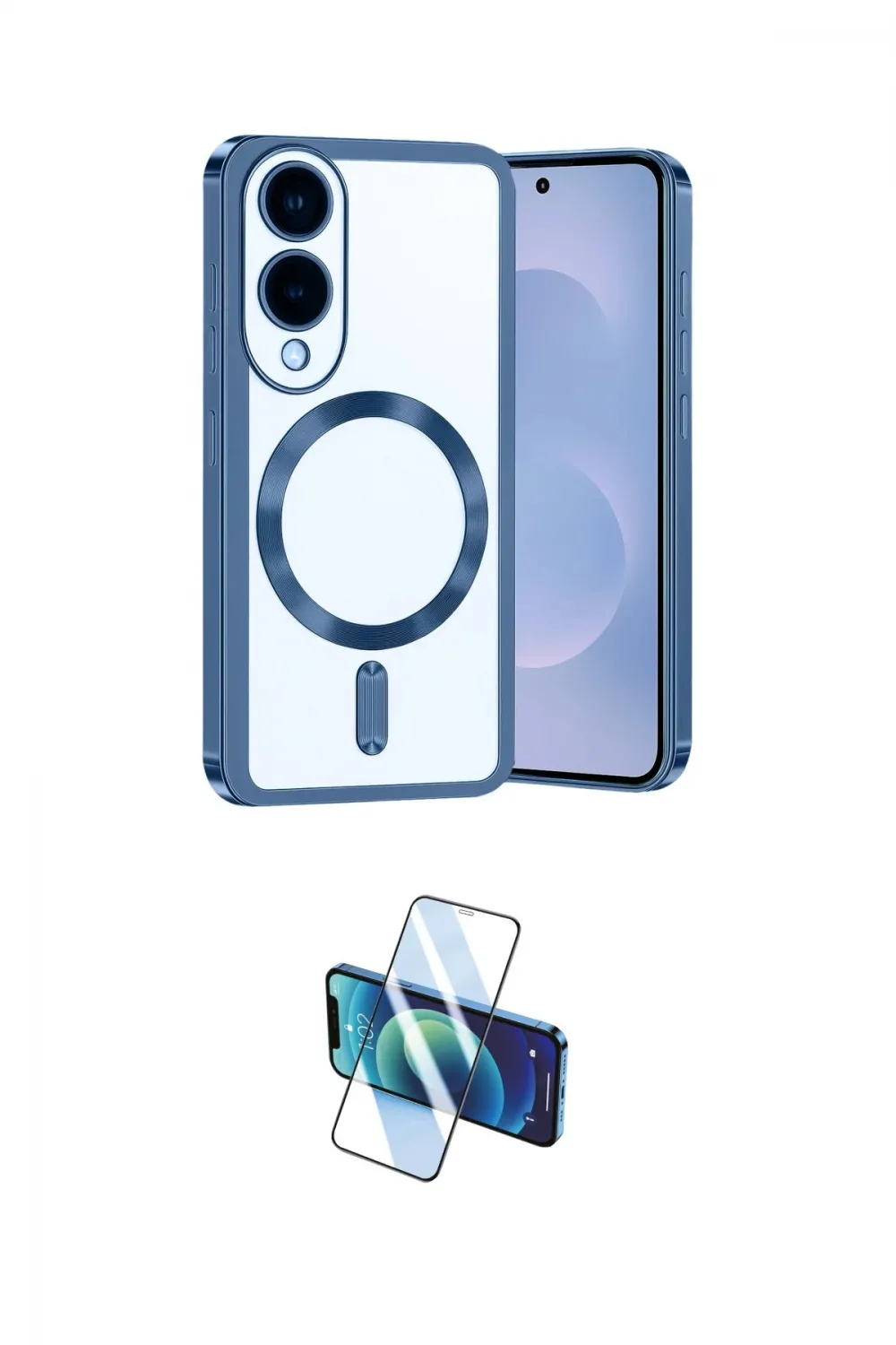 ieg™ Galaxy S25 Edge Kılıf Nova Işık Özel Seri - Siyah 3D Antistatik Cam Ekran Koruyucu