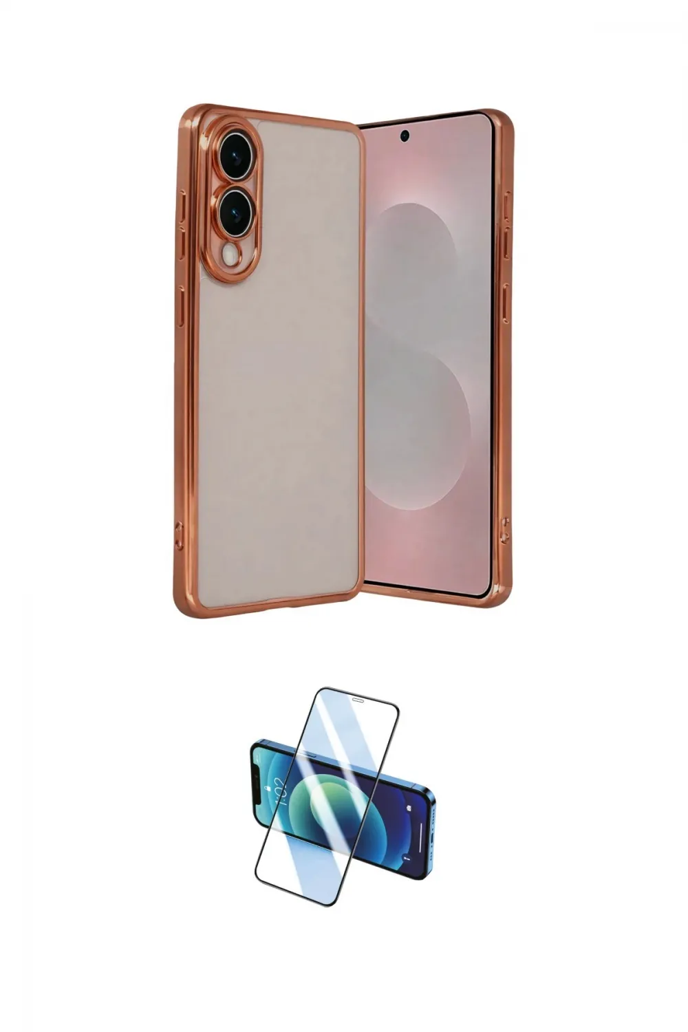 ieg™ Galaxy S25 Edge Kılıf Vadi Minimal - Siyah 3D Antistatik Cam Ekran Koruyucu