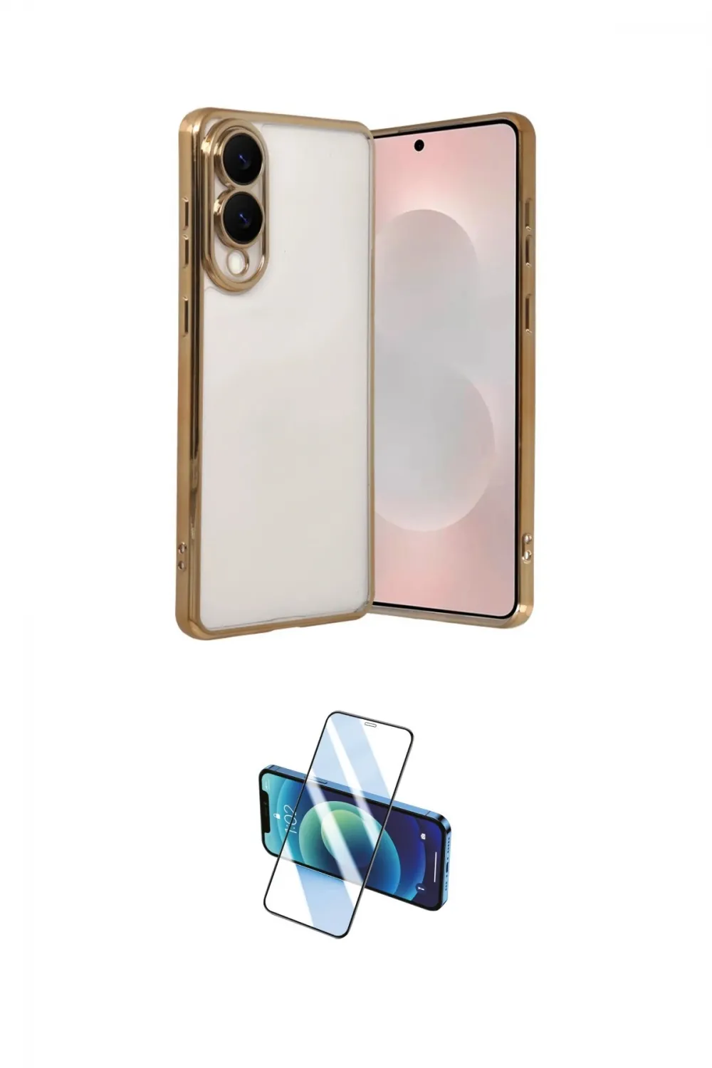 ieg™ Galaxy S25 Edge Kılıf Vadi Minimal - Siyah 3D Antistatik Cam Ekran Koruyucu