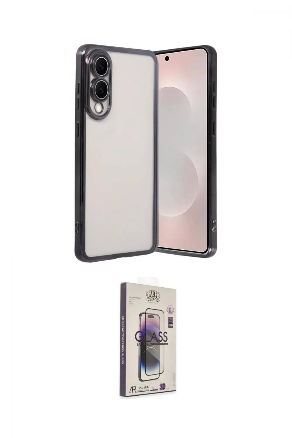 ieg™ Galaxy S25 Edge Kılıf Vadi Minimal - Siyah Bilvis 3D Cam Ekran Koruyucu