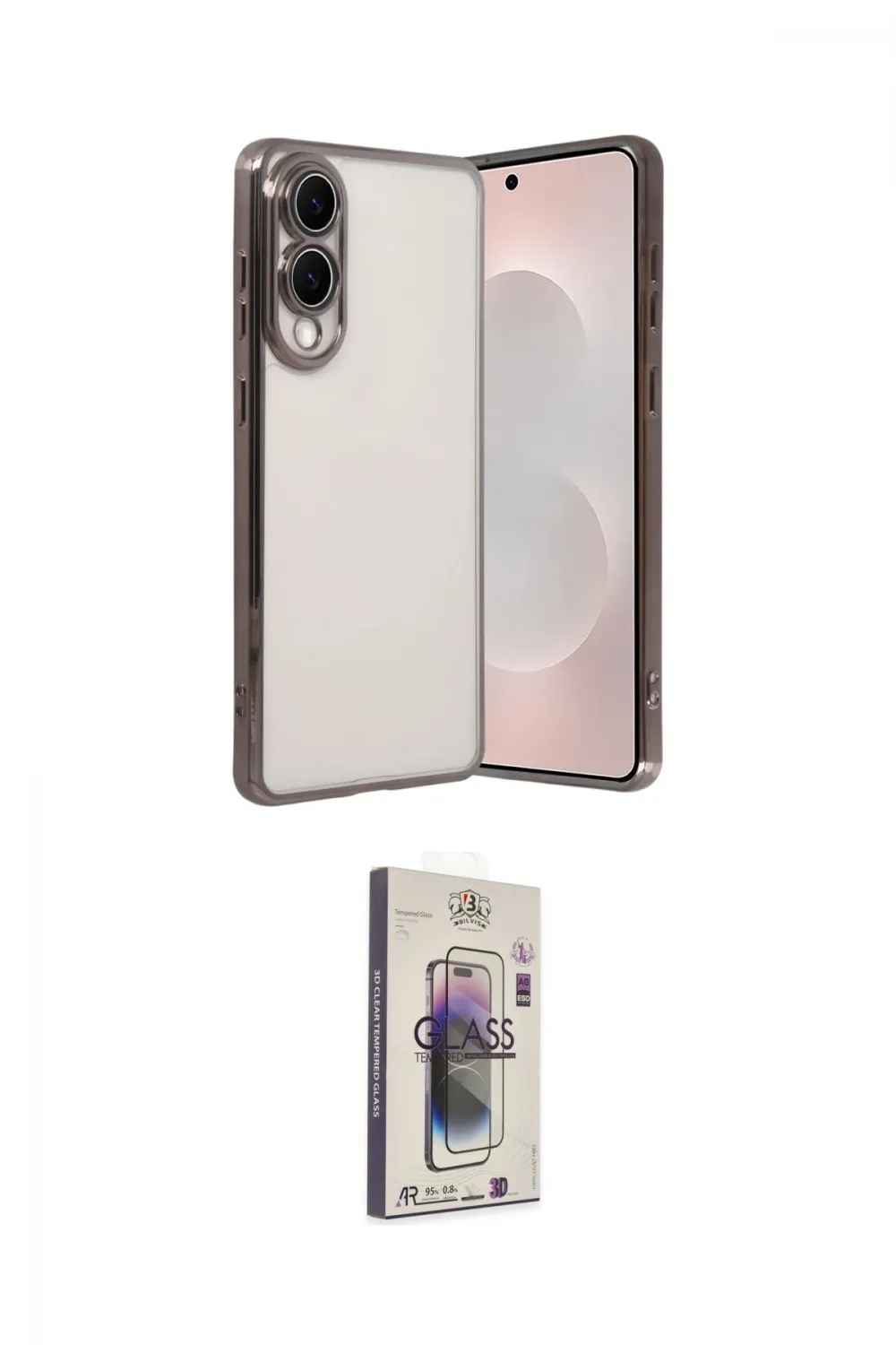 ieg™ Galaxy S25 Edge Kılıf Vadi Minimal - Siyah Bilvis 3D Cam Ekran Koruyucu