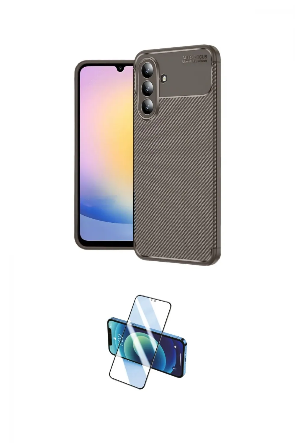 ieg™ Galaxy S25 FE Kılıf Eksen Form Prime - Siyah 3D Antistatik Cam Ekran Koruyucu