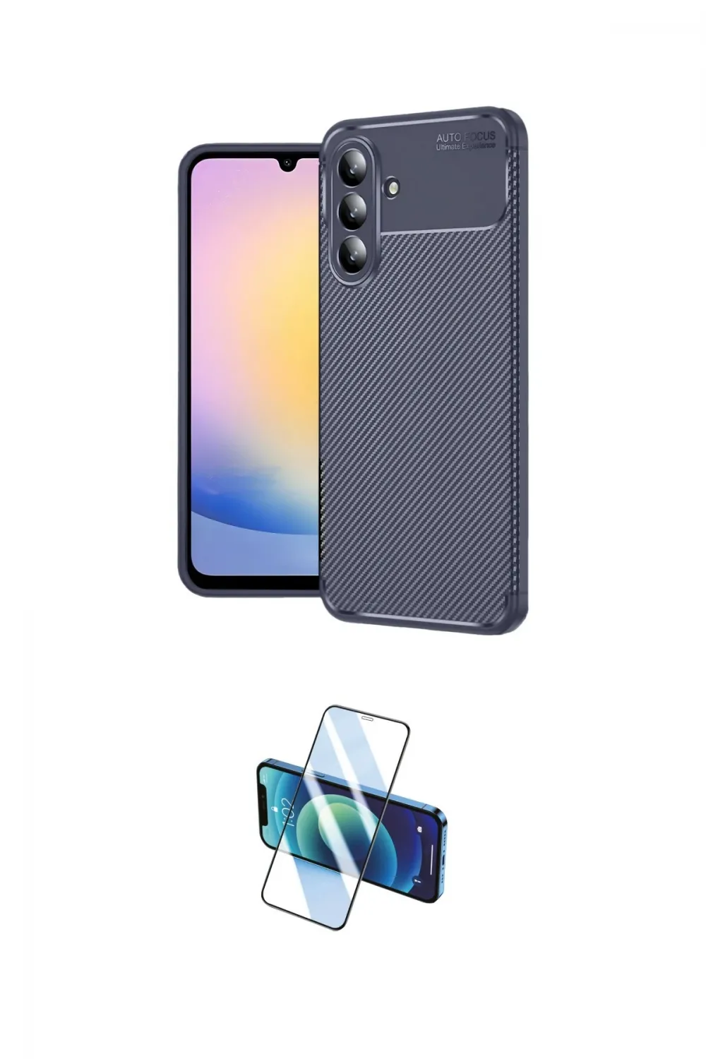 ieg™ Galaxy S25 FE Kılıf Eksen Form Prime - Siyah 3D Antistatik Cam Ekran Koruyucu