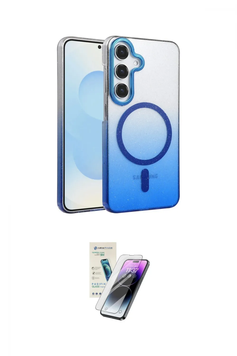 ieg™ Galaxy S25 Kılıf Ahenk Doku Özel Seri - Şeffaf Pasifik Cam Ekran Koruyucu
