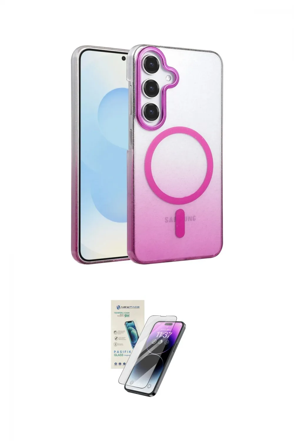 ieg™ Galaxy S25 Kılıf Ahenk Doku Özel Seri - Şeffaf Pasifik Cam Ekran Koruyucu
