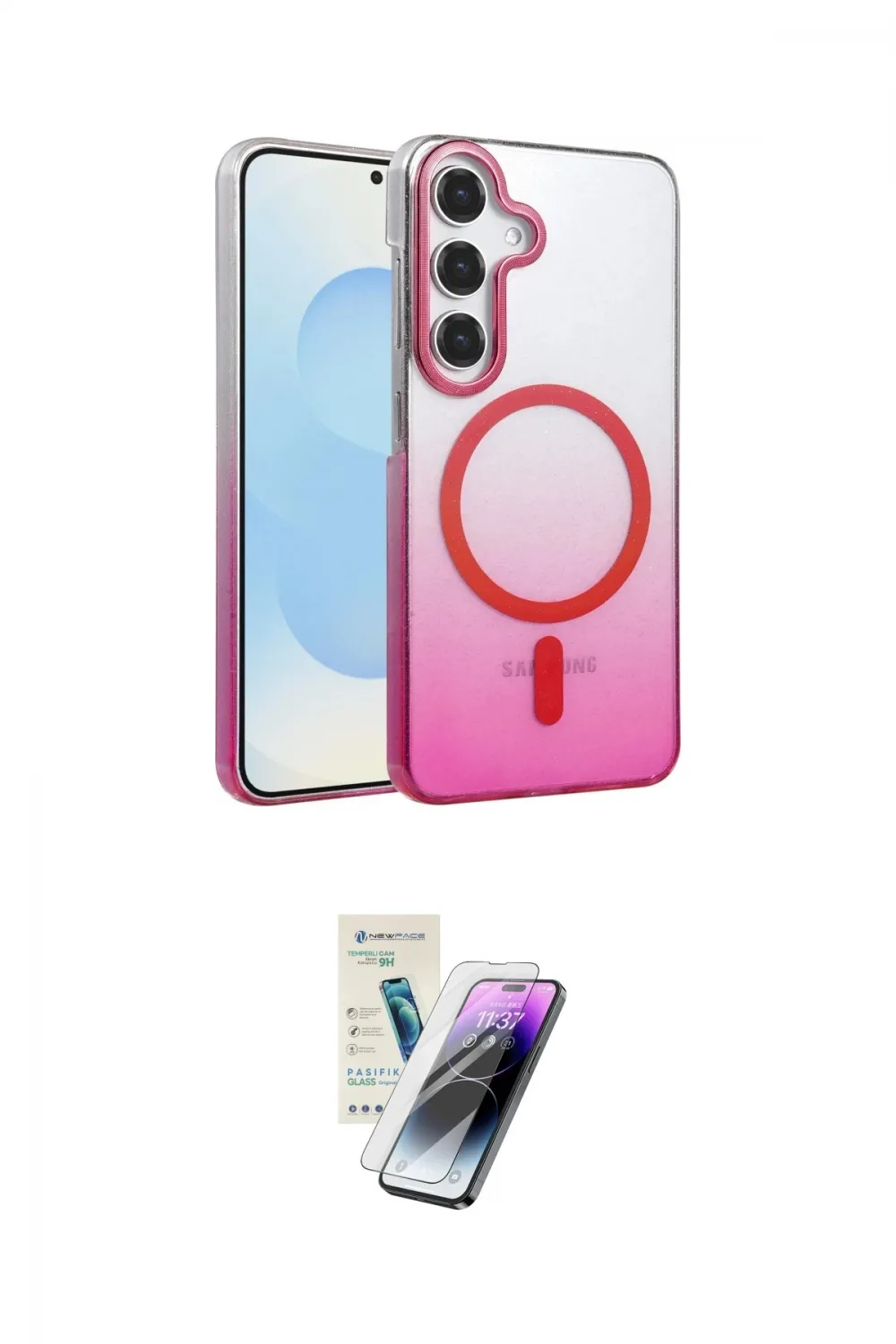 ieg™ Galaxy S25 Kılıf Ahenk Doku Özel Seri - Şeffaf Pasifik Cam Ekran Koruyucu