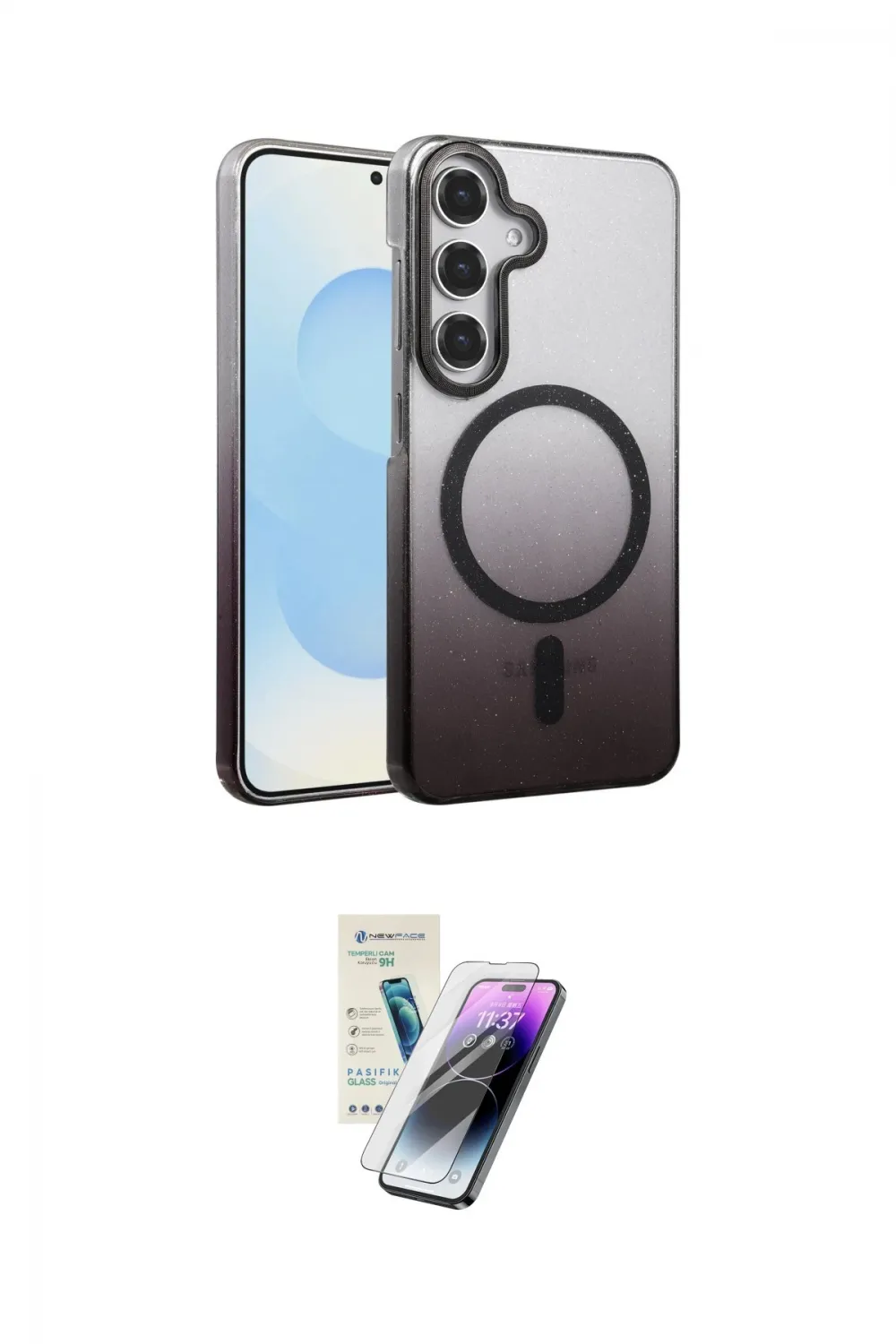 ieg™ Galaxy S25 Kılıf Ahenk Doku Özel Seri - Şeffaf Pasifik Cam Ekran Koruyucu