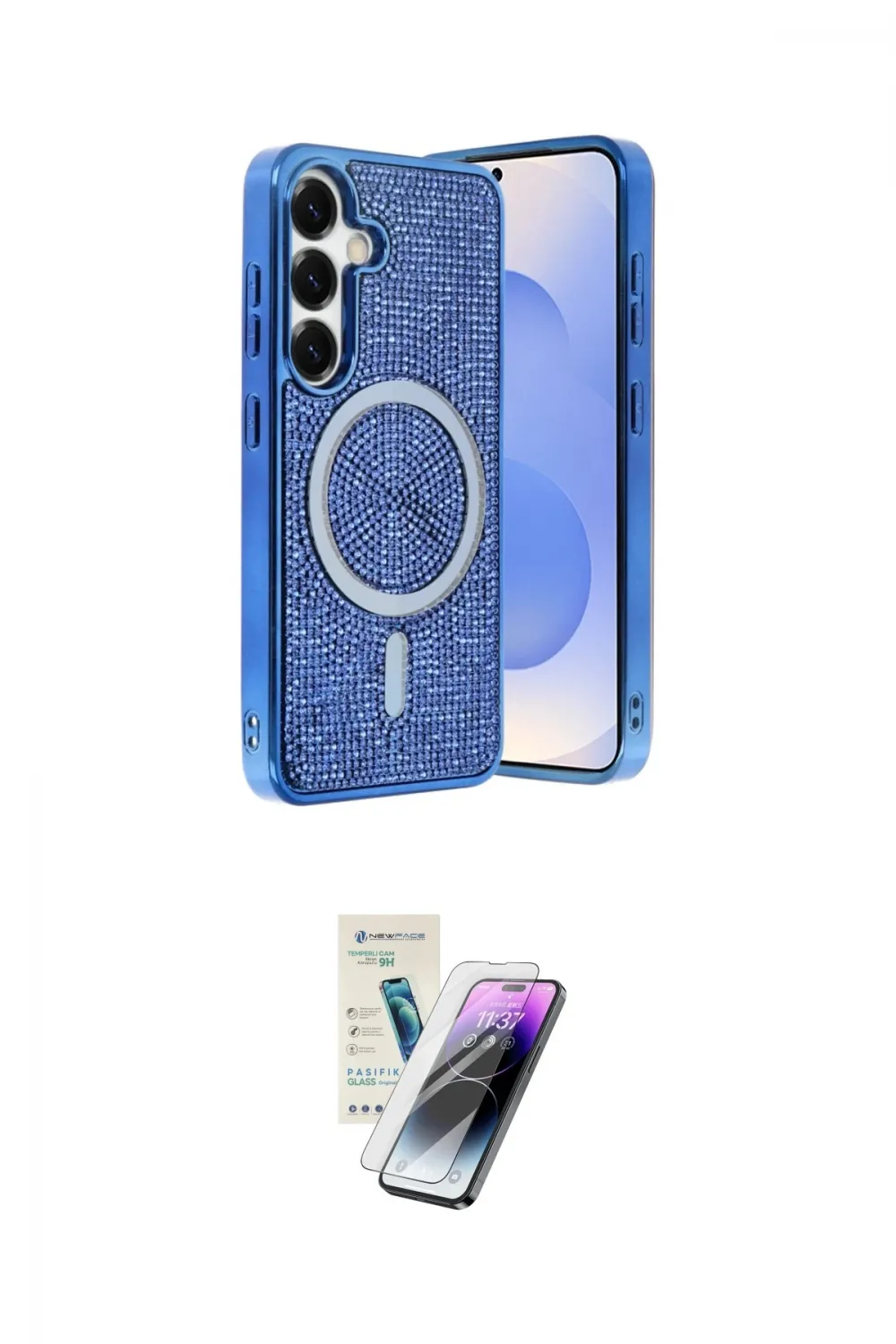 ieg™ Galaxy S25 Kılıf Eksen Çizgi - Şeffaf Pasifik Cam Ekran Koruyucu