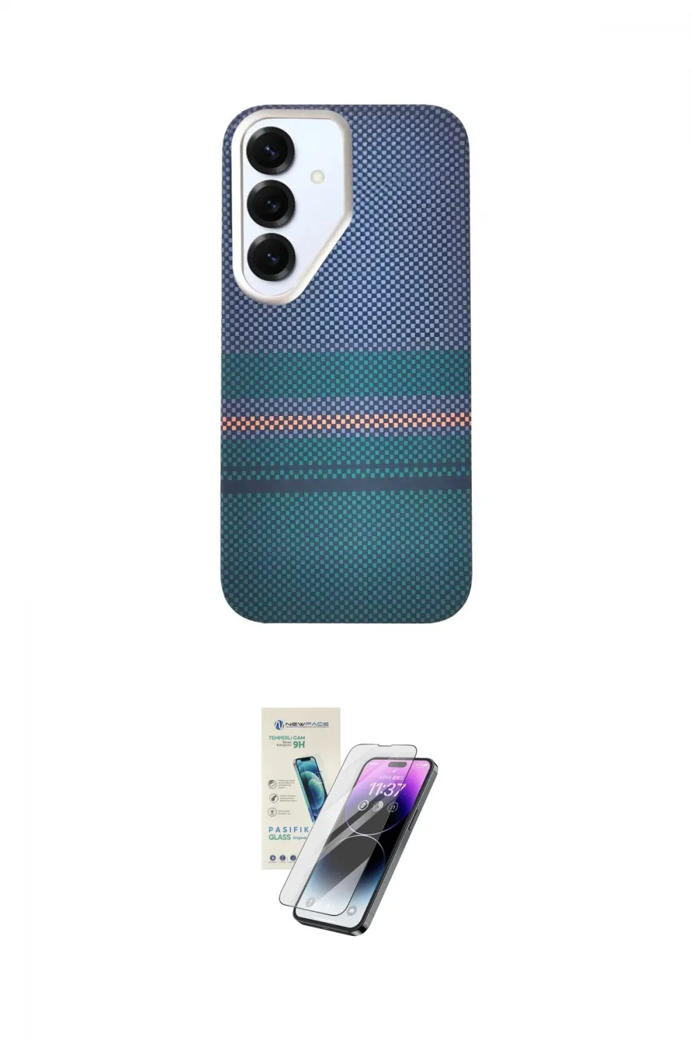 ieg™ Galaxy S25 Kılıf Eksen Prime - Şeffaf Pasifik Cam Ekran Koruyucu