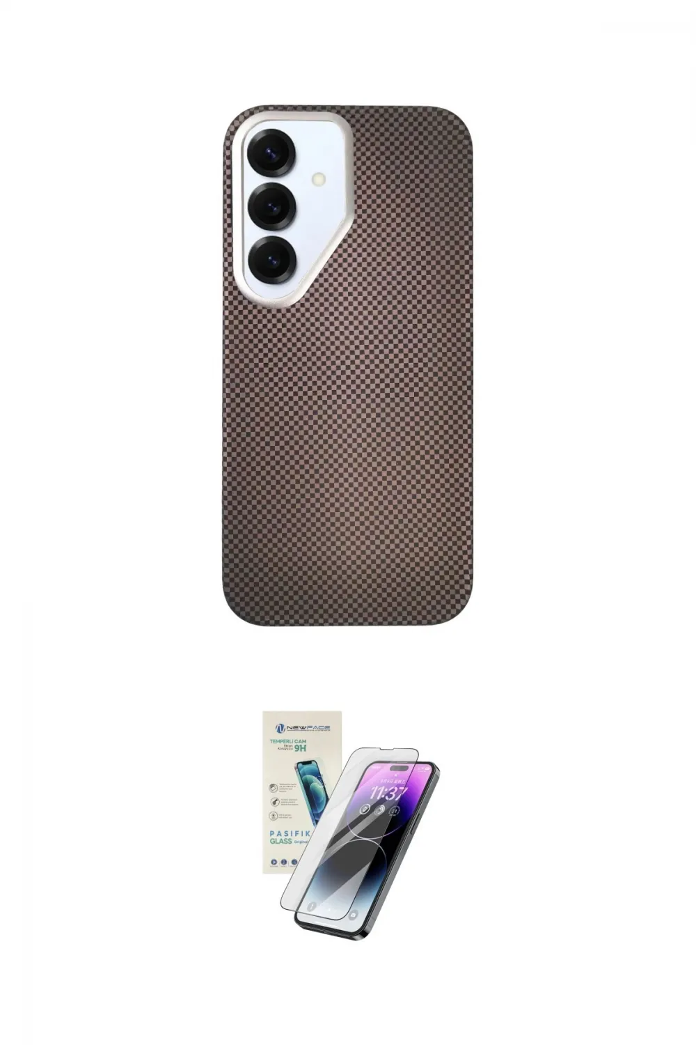 ieg™ Galaxy S25 Kılıf Eksen Prime - Şeffaf Pasifik Cam Ekran Koruyucu