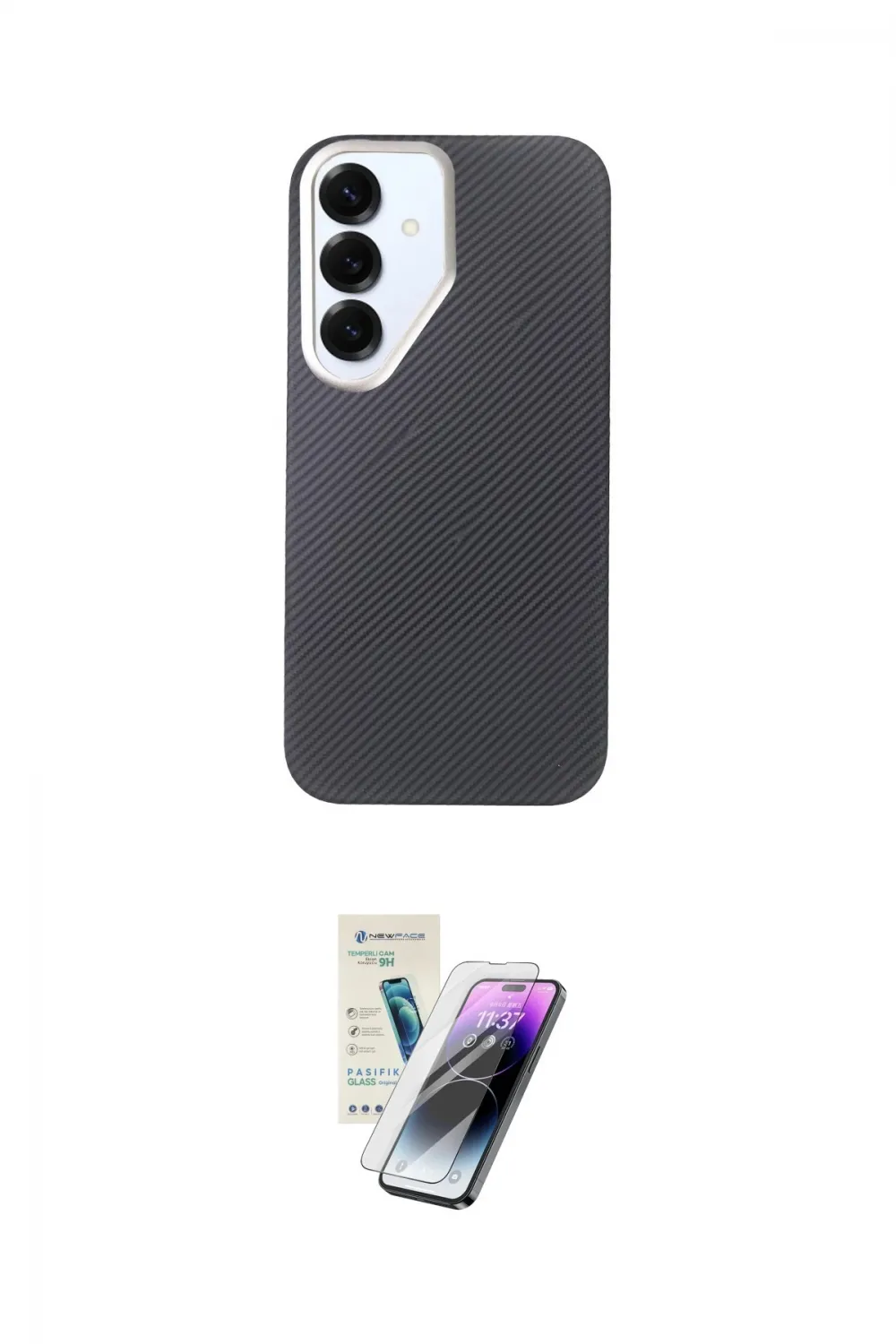 ieg™ Galaxy S25 Kılıf Eksen Prime - Şeffaf Pasifik Cam Ekran Koruyucu