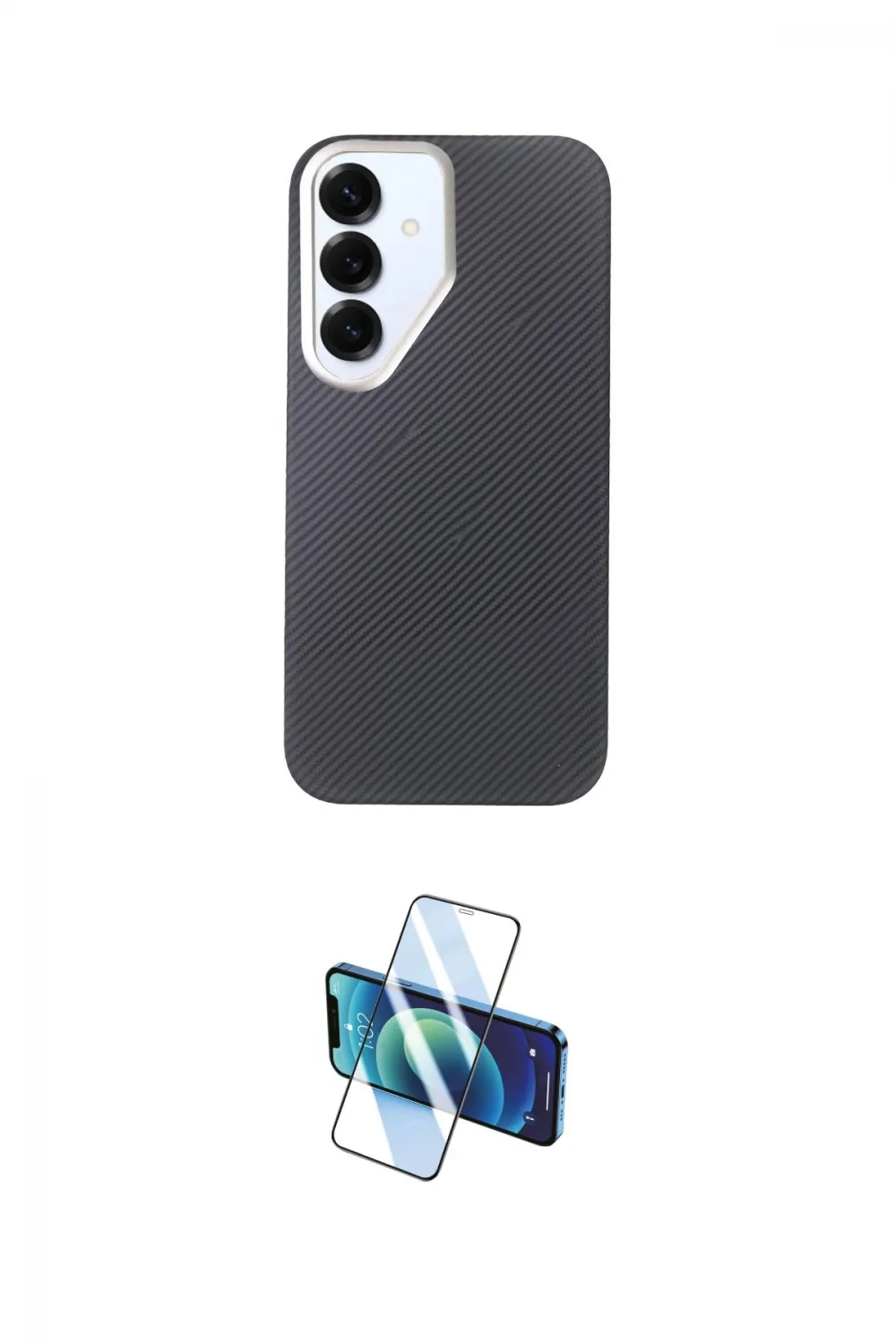 ieg™ Galaxy S25 Kılıf Eksen Prime - Siyah 3D Antistatik Cam Ekran Koruyucu