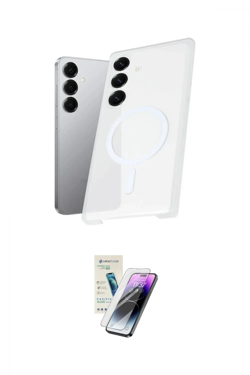 ieg™ Galaxy S25 Kılıf Kutup Minimal - Şeffaf Pasifik Cam Ekran Koruyucu