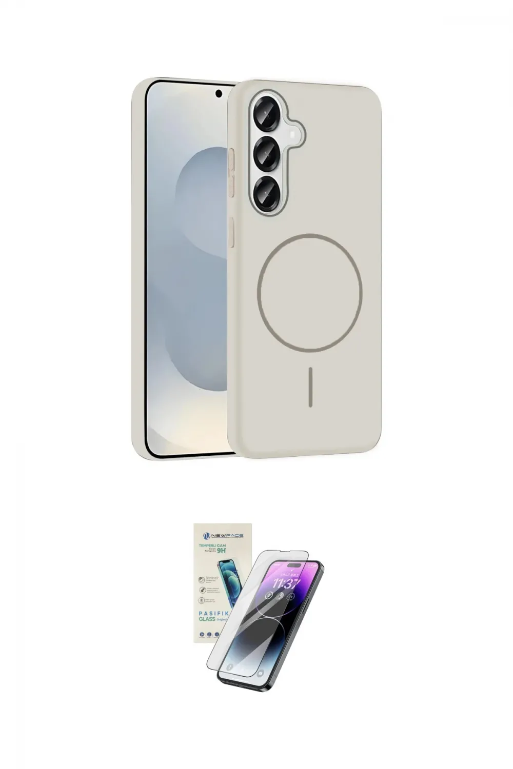 ieg™ Galaxy S25 Kılıf Siluet Doku Özel Seri - Şeffaf Pasifik Cam Ekran Koruyucu