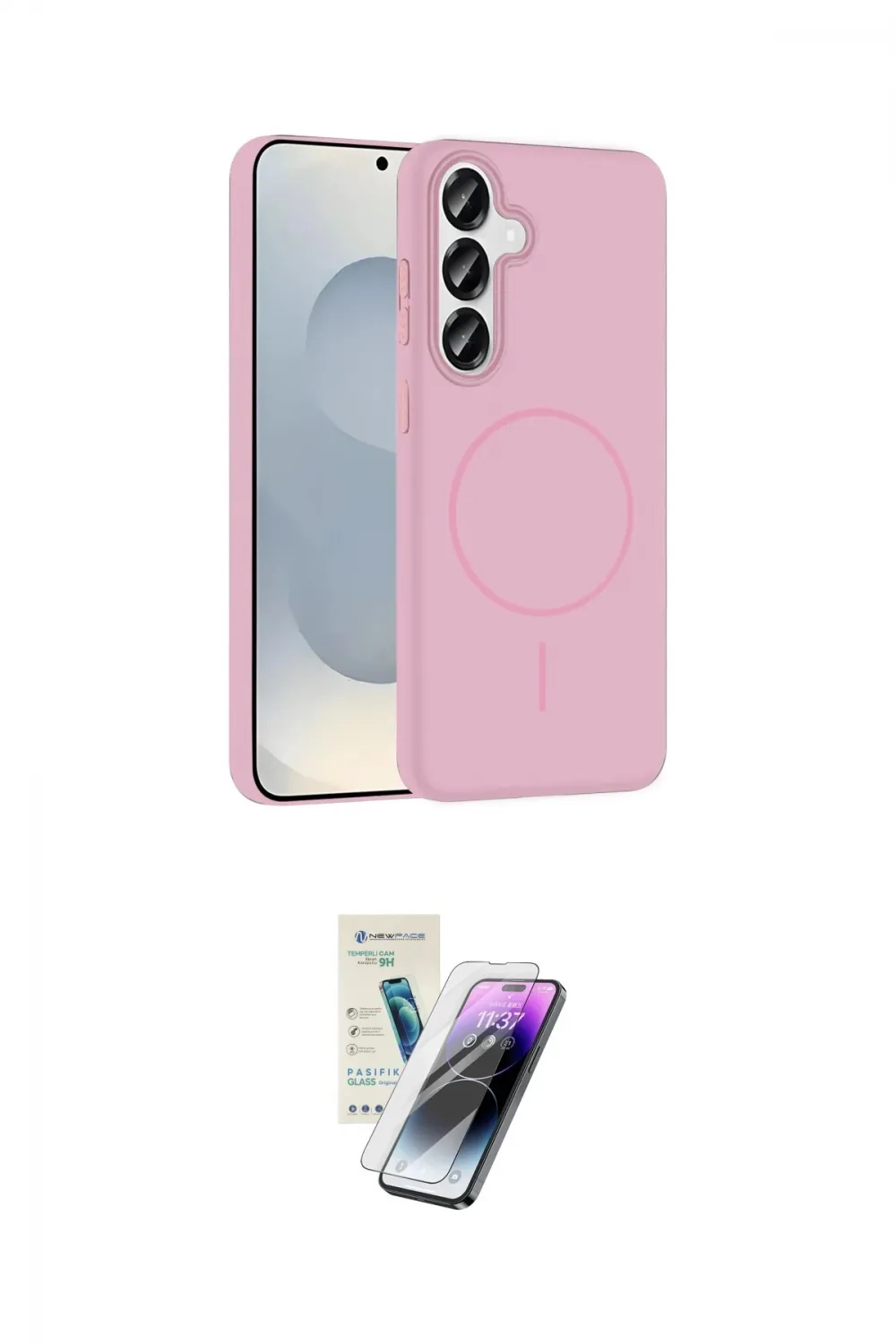 ieg™ Galaxy S25 Kılıf Siluet Doku Özel Seri - Şeffaf Pasifik Cam Ekran Koruyucu