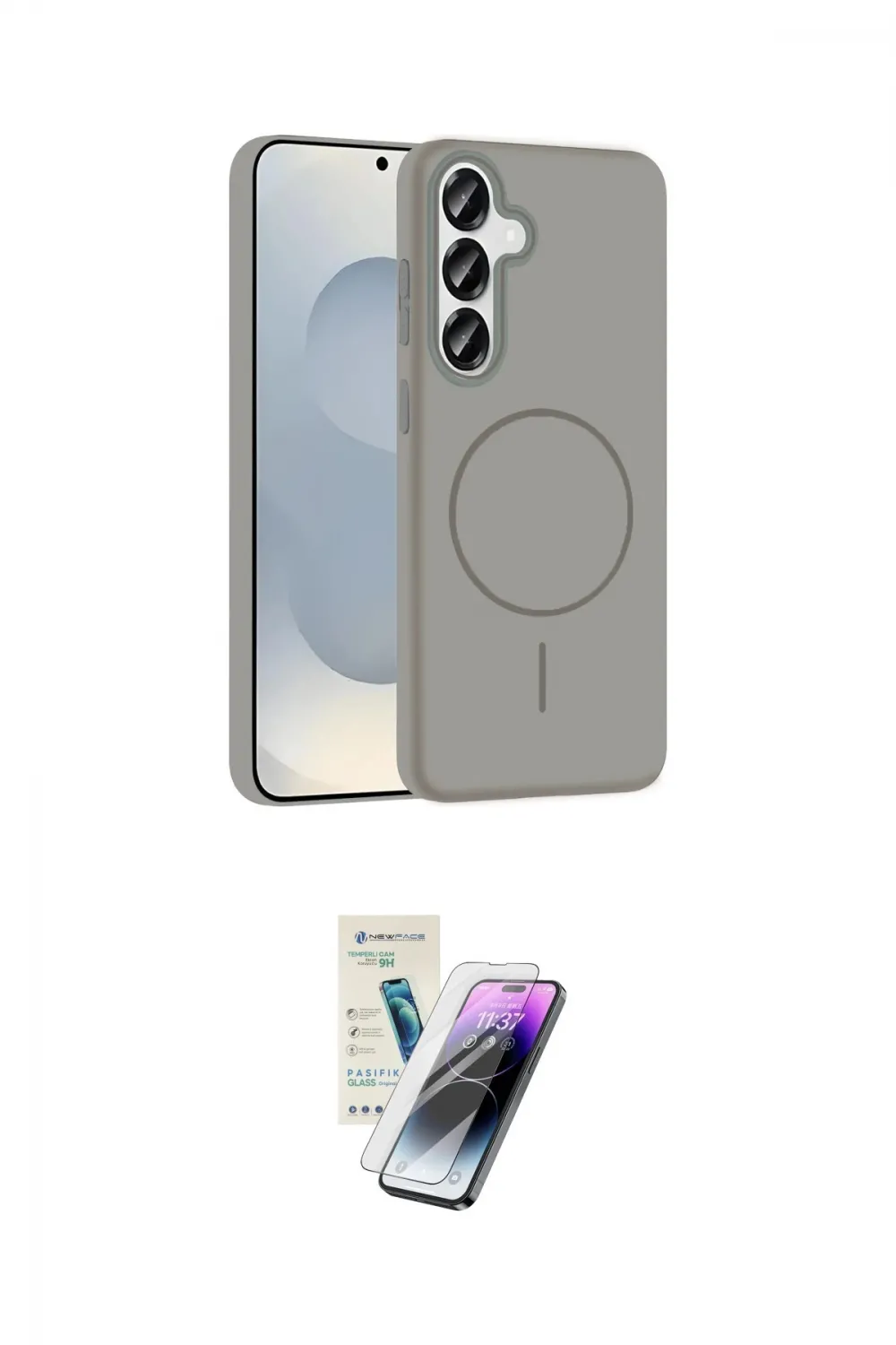 ieg™ Galaxy S25 Kılıf Siluet Doku Özel Seri - Şeffaf Pasifik Cam Ekran Koruyucu