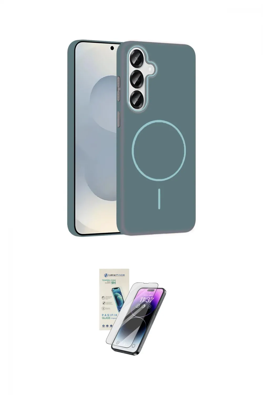 ieg™ Galaxy S25 Kılıf Siluet Doku Özel Seri - Şeffaf Pasifik Cam Ekran Koruyucu