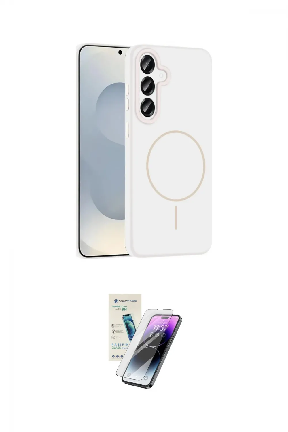 ieg™ Galaxy S25 Kılıf Yankı Form Serisi - Şeffaf Pasifik Cam Ekran Koruyucu