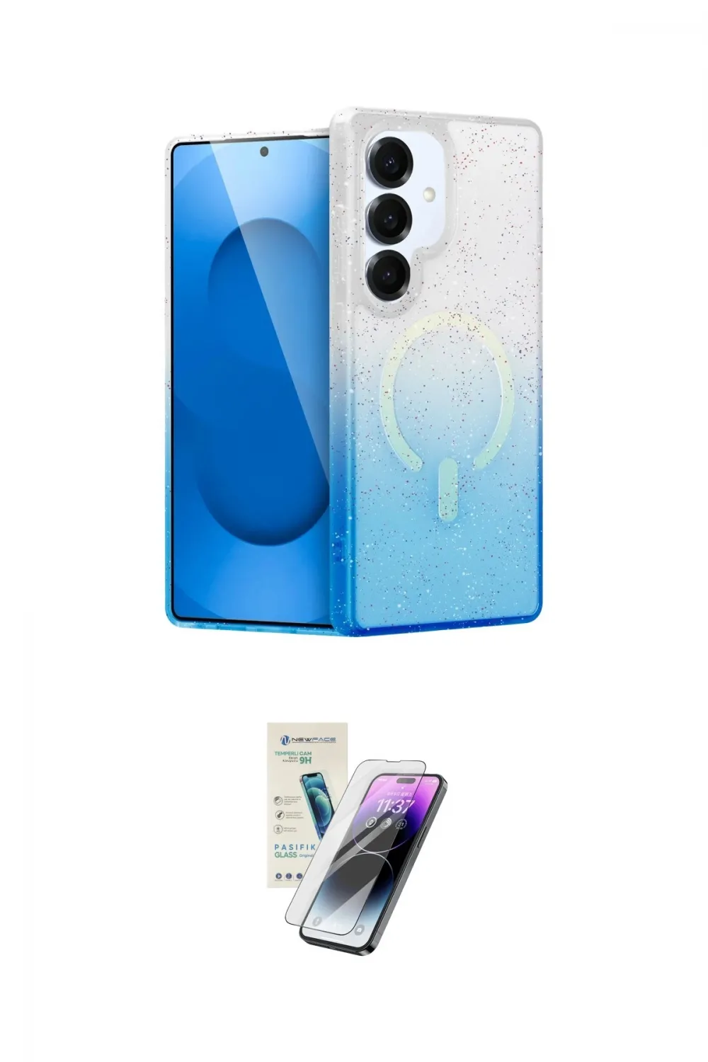 ieg™ Galaxy S25 Plus Kılıf Eksen Minimal Özel Seri - Şeffaf Pasifik Cam Ekran Koruyucu