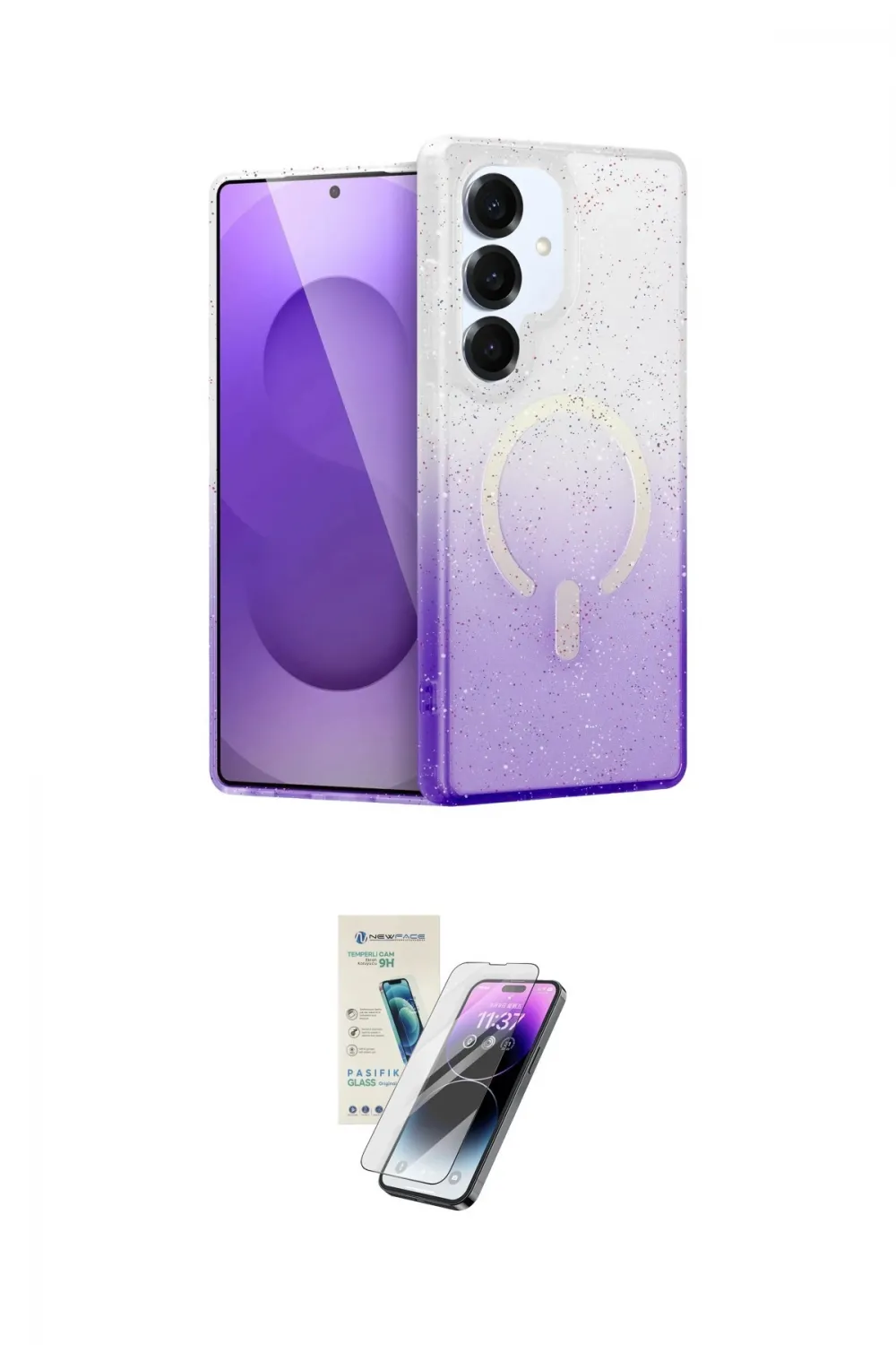 ieg™ Galaxy S25 Plus Kılıf Eksen Minimal Özel Seri - Şeffaf Pasifik Cam Ekran Koruyucu