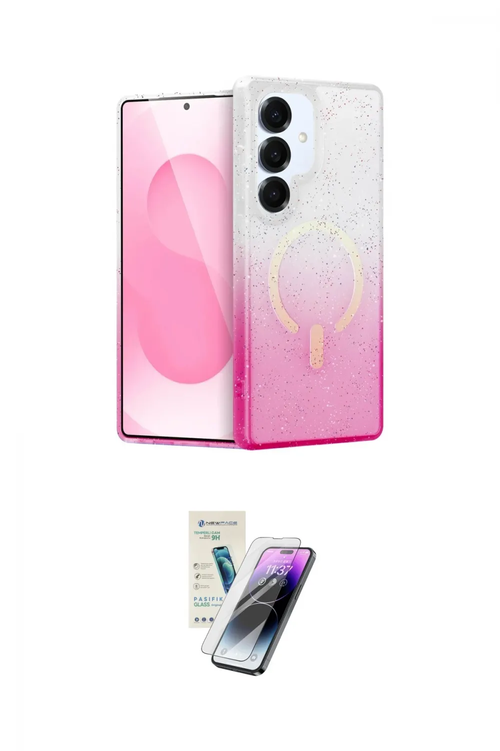 ieg™ Galaxy S25 Plus Kılıf Eksen Minimal Özel Seri - Şeffaf Pasifik Cam Ekran Koruyucu