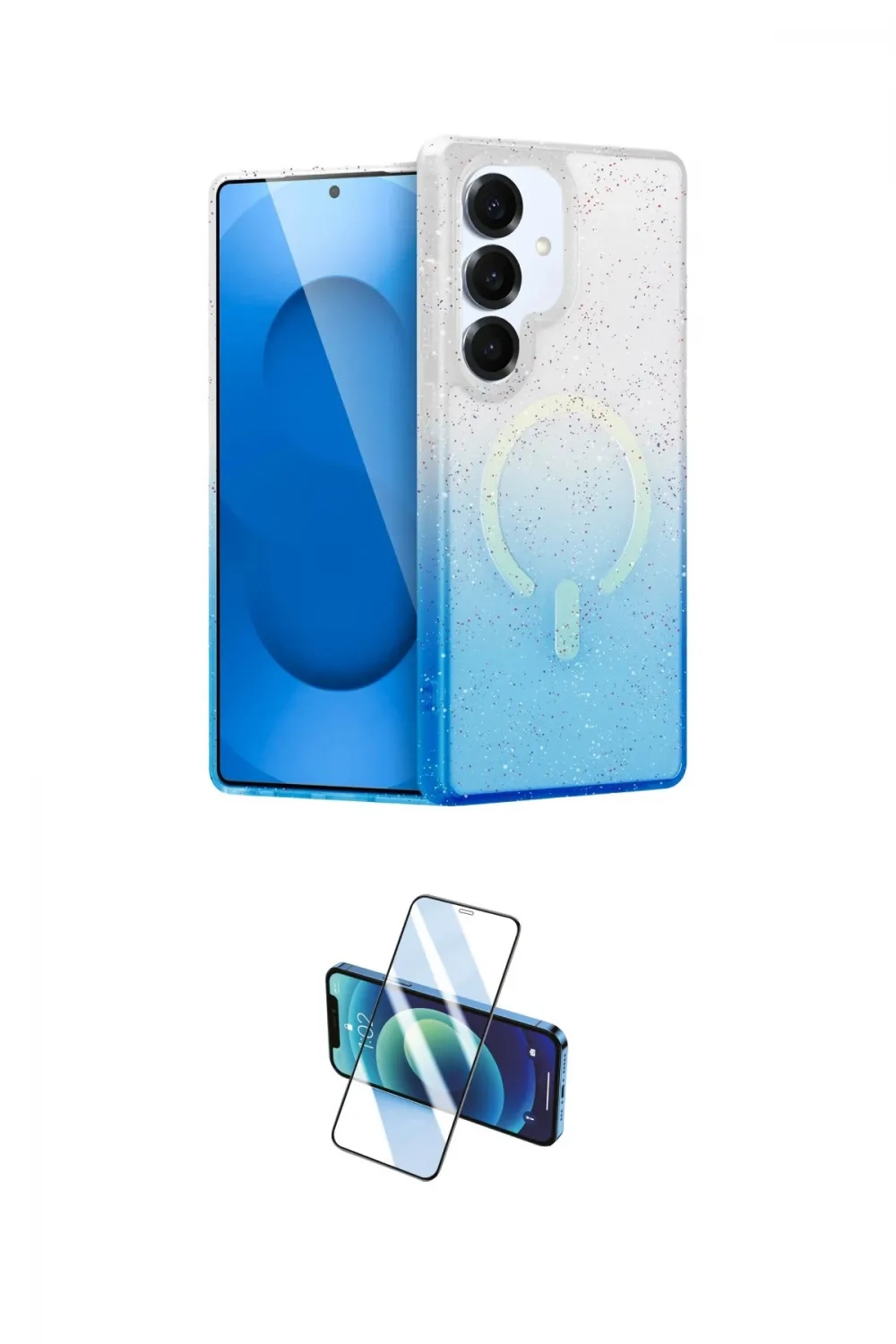 ieg™ Galaxy S25 Plus Kılıf Eksen Minimal Özel Seri - Siyah 3D Antistatik Seramik Nano Ekran Koruyucu
