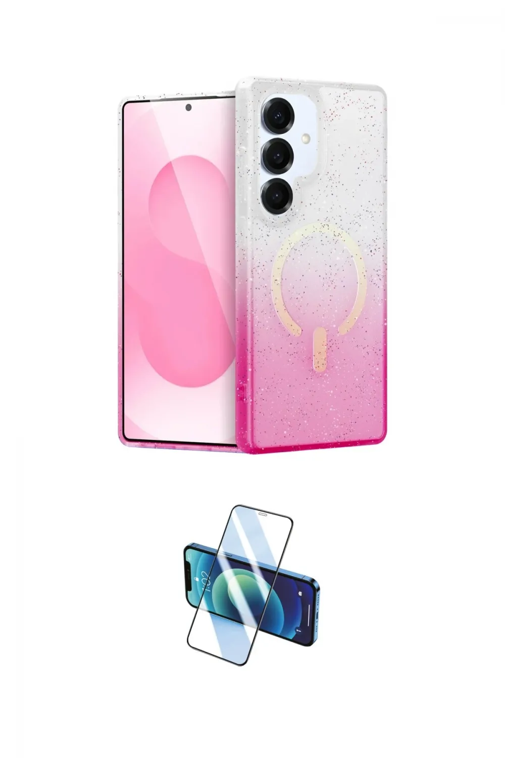 ieg™ Galaxy S25 Plus Kılıf Eksen Minimal Özel Seri - Siyah 3D Antistatik Seramik Nano Ekran Koruyucu