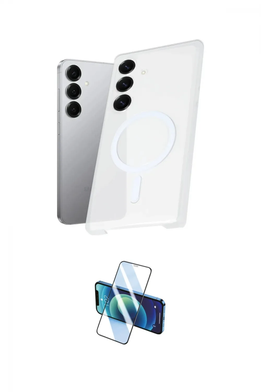 ieg™ Galaxy S25 Plus Kılıf Kutup Minimal - Siyah 3D Antistatik Seramik Nano Ekran Koruyucu