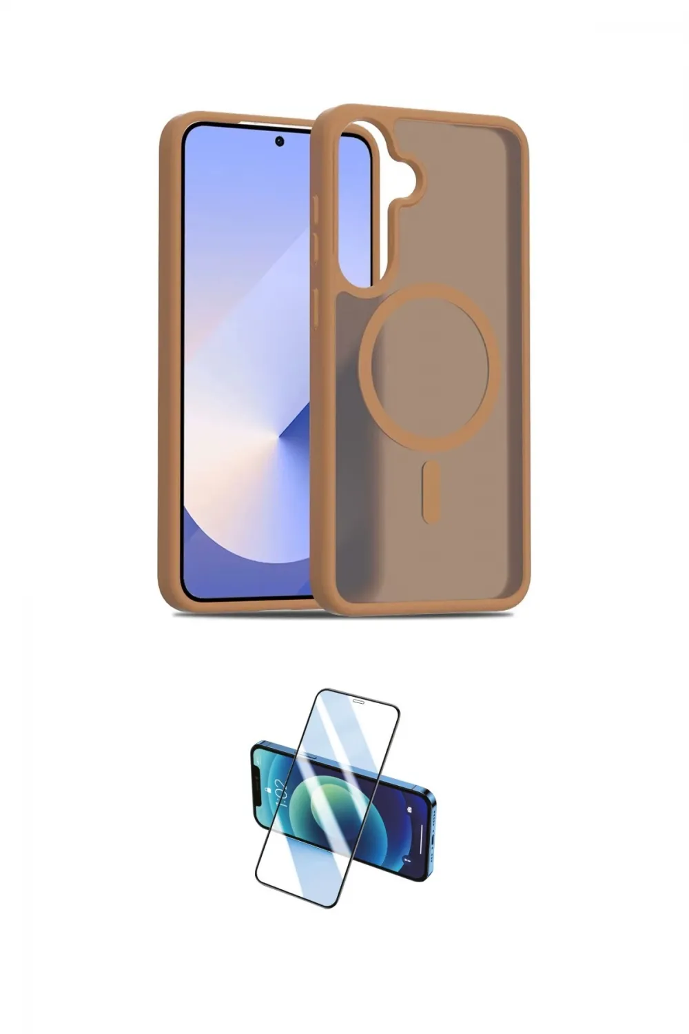 ieg™ Galaxy S25 Plus Kılıf Siluet Minimal Prime - Siyah 3D Antistatik Cam Ekran Koruyucu