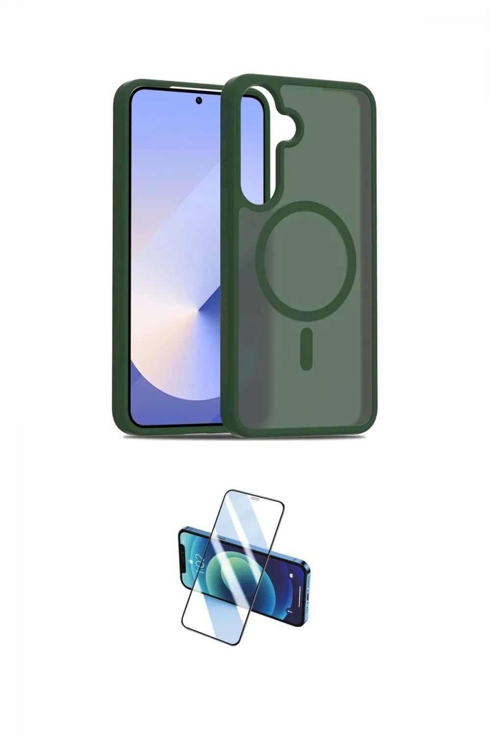 ieg™ Galaxy S25 Plus Kılıf Siluet Minimal Prime - Siyah 3D Antistatik Cam Ekran Koruyucu