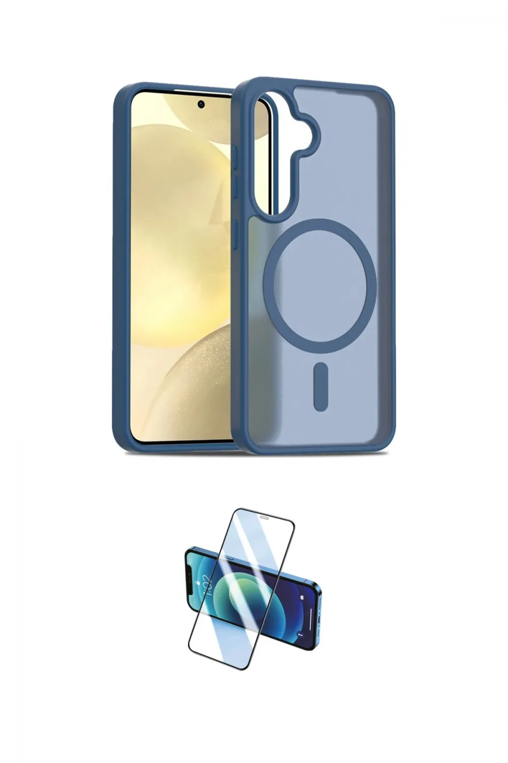 ieg™ Galaxy S25 Plus Kılıf Siluet Minimal Prime - Siyah 3D Antistatik Cam Ekran Koruyucu