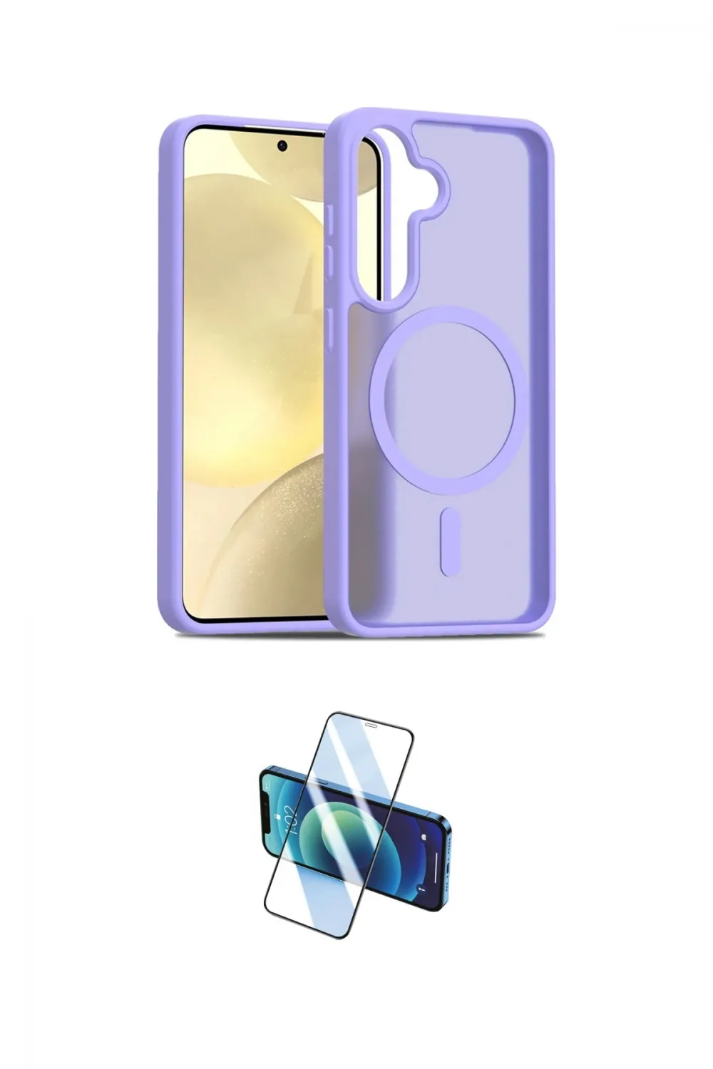 ieg™ Galaxy S25 Plus Kılıf Siluet Minimal Prime - Siyah 3D Antistatik Cam Ekran Koruyucu