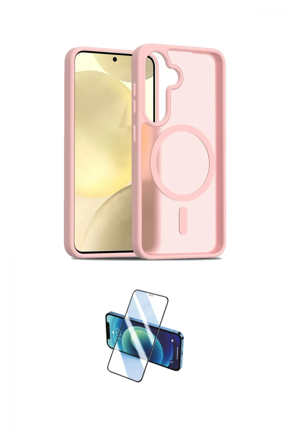 ieg™ Galaxy S25 Plus Kılıf Siluet Minimal Prime - Siyah 3D Antistatik Cam Ekran Koruyucu