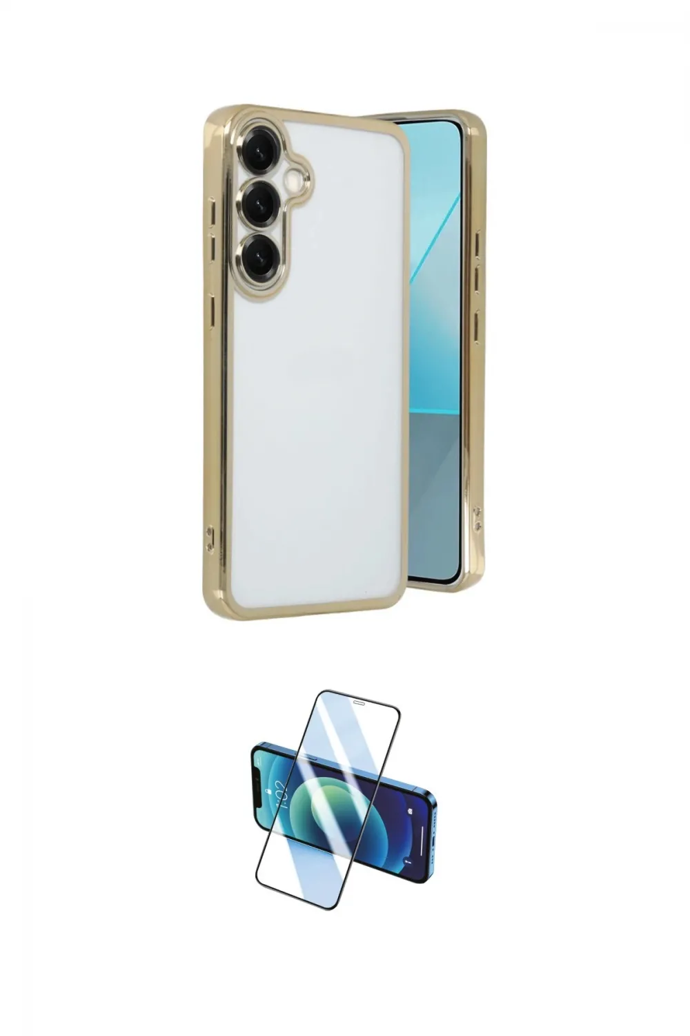 ieg™ Galaxy S25 Plus Kılıf Vadi Minimal - Siyah 3D Antistatik Cam Ekran Koruyucu