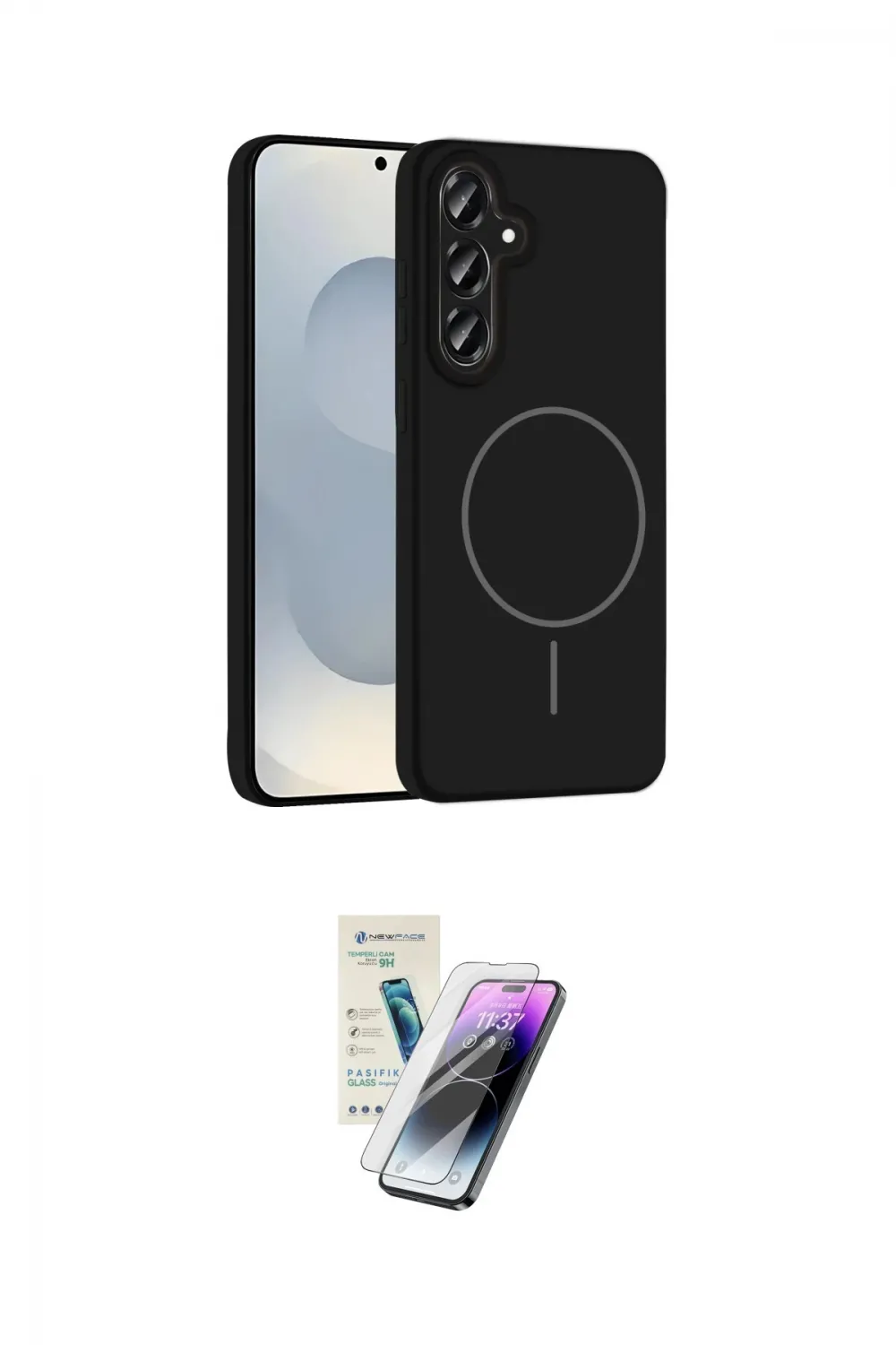 ieg™ Galaxy S25 Plus Kılıf Yankı Form Serisi - Şeffaf Pasifik Cam Ekran Koruyucu