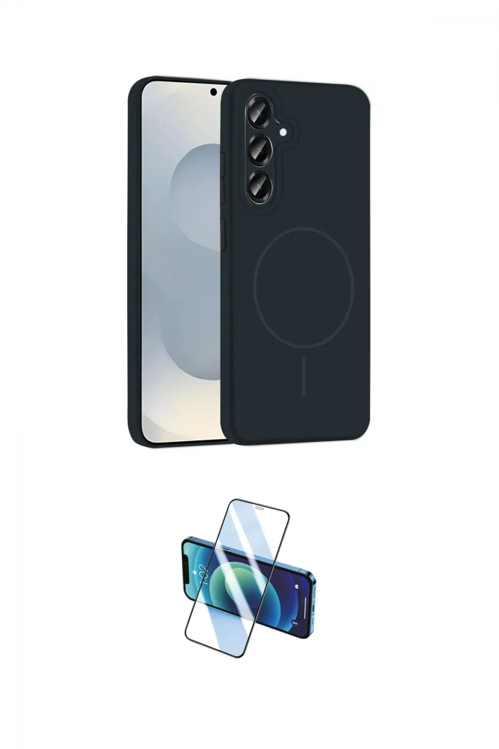 ieg™ Galaxy S25 Plus Kılıf Yankı Form Serisi - Siyah 3D Antistatik Cam Ekran Koruyucu