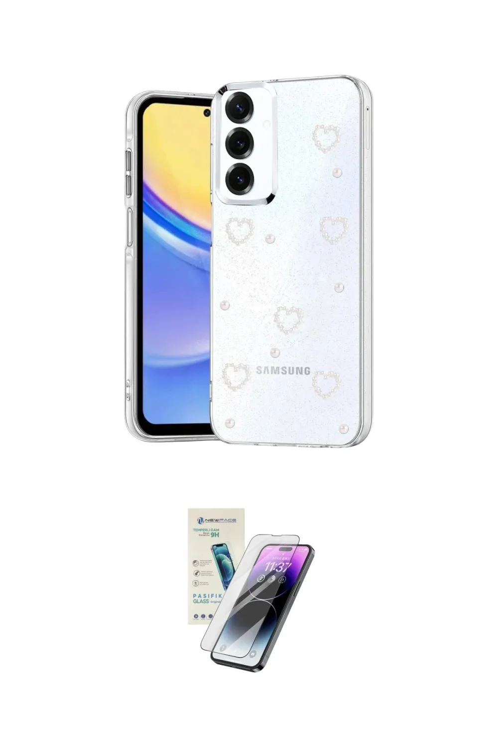 ieg™ Galaxy S25 Plus Kılıf Yörünge Form - Şeffaf Pasifik Cam Ekran Koruyucu