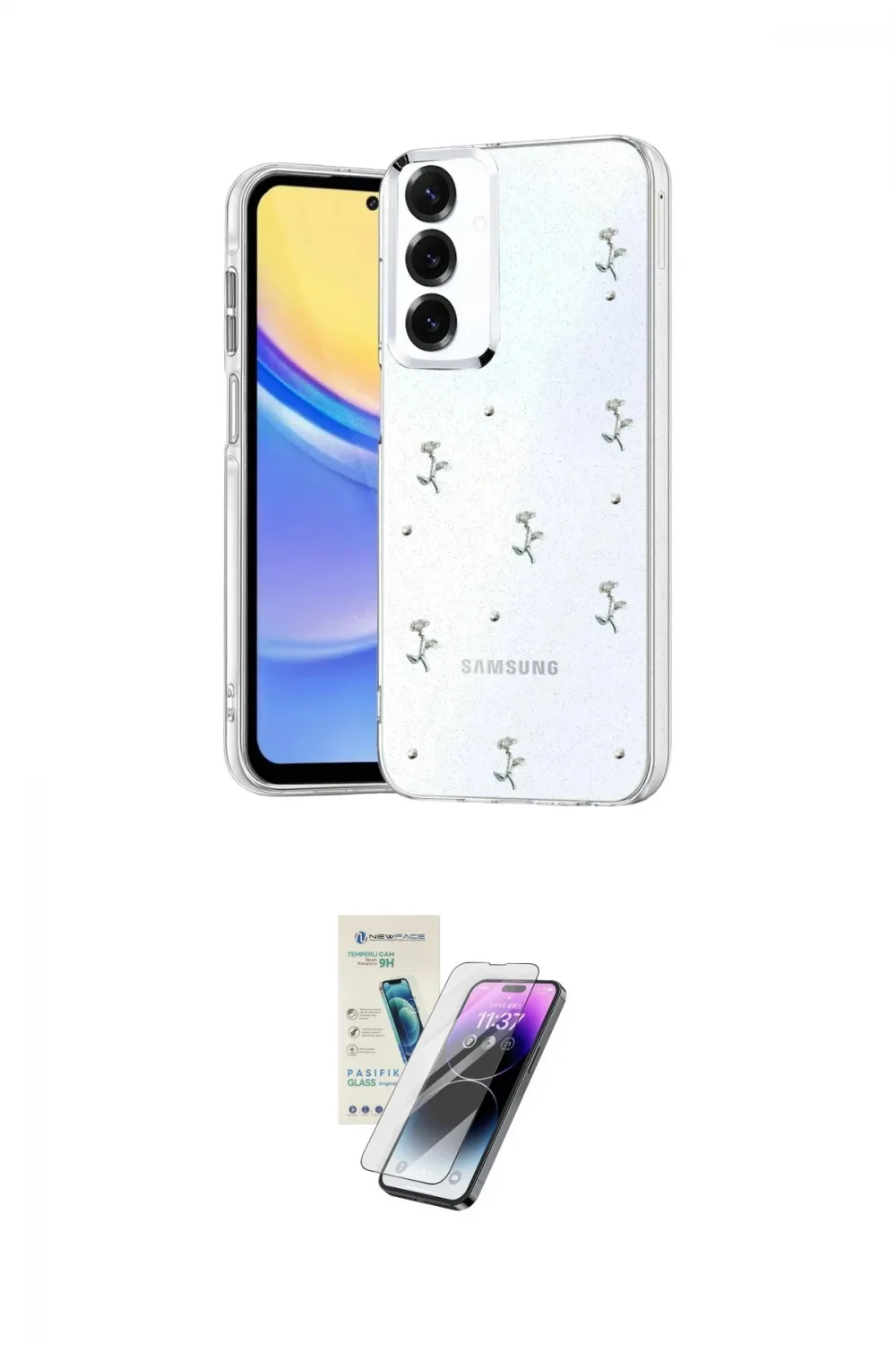 ieg™ Galaxy S25 Plus Kılıf Yörünge Form - Şeffaf Pasifik Cam Ekran Koruyucu