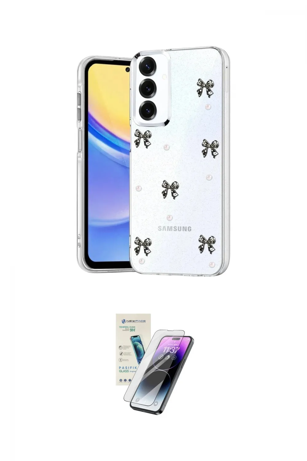 ieg™ Galaxy S25 Plus Kılıf Yörünge Form - Şeffaf Pasifik Cam Ekran Koruyucu
