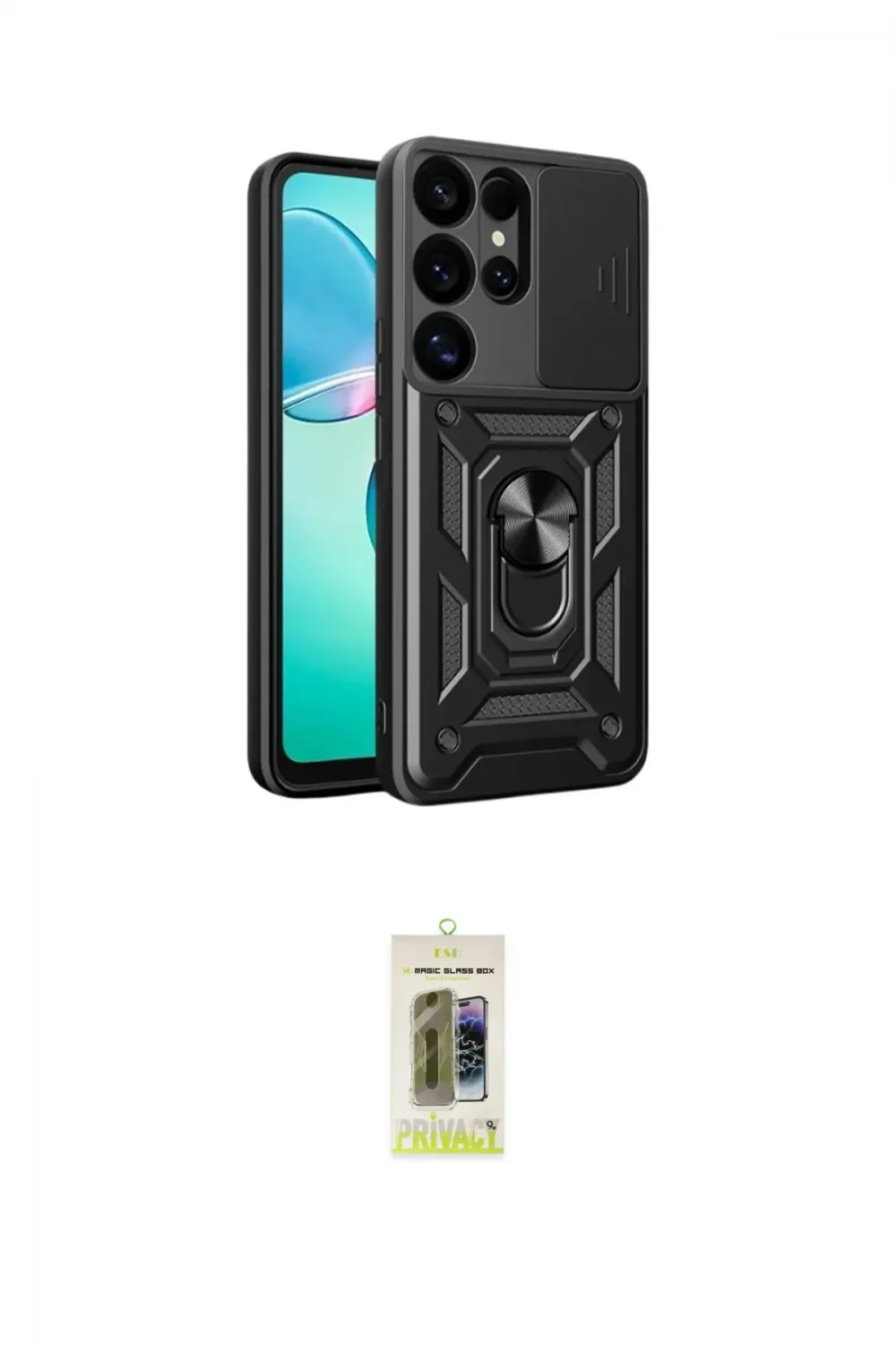 ieg™ Galaxy S25 Ultra Kılıf Ahenk Klasik - Siyah Joko Magic 5D Hayalet Cam